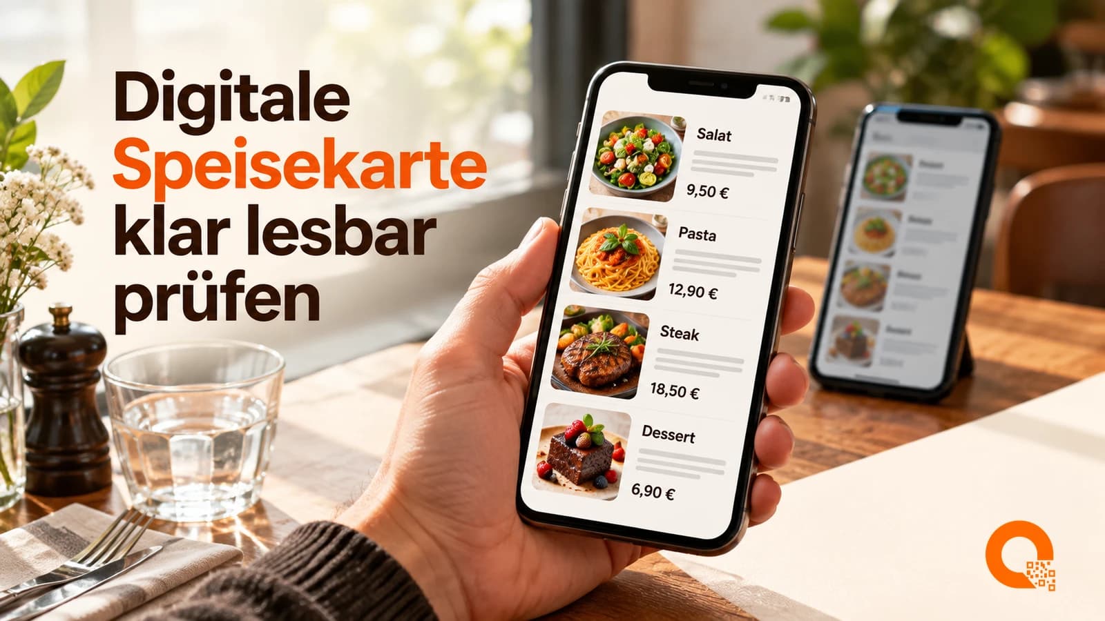 Lesbare digitale Speisekarten: Kontrast, Schrift und Bedienung prüfen